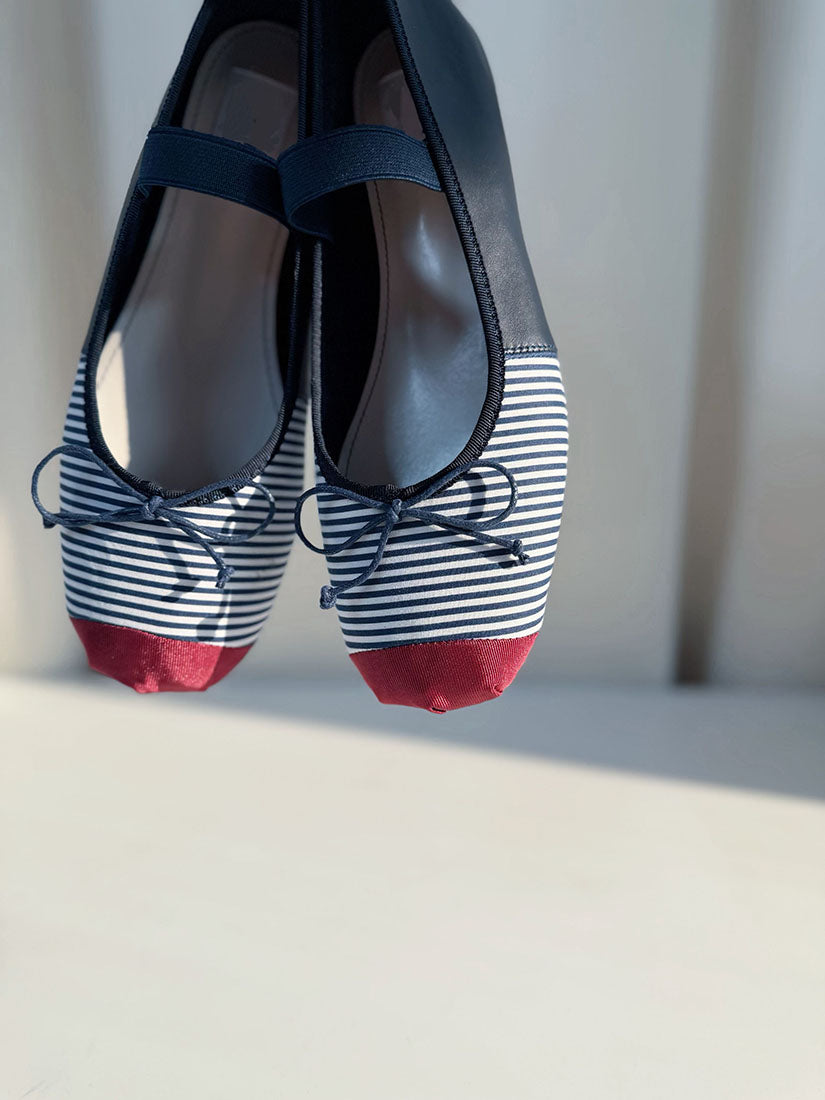 Red Toe Cap Ballerina Flats