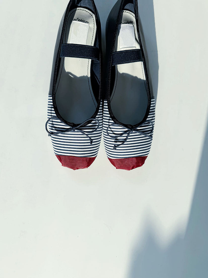 Red Toe Cap Ballerina Flats