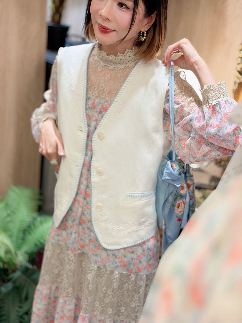 Lace Panel Floral Tiered Dress (2 Colours)