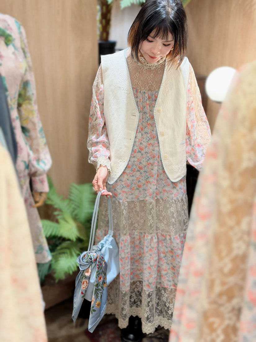 Lace Panel Floral Tiered Dress (2 Colours)