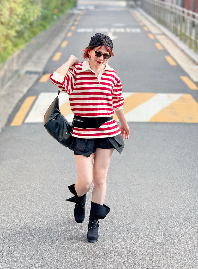 Striped Knitted Polo Top (2 Colours)