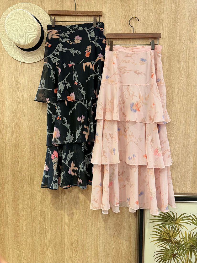 Ruffle Layered Floarl Skirt (2 Colours)