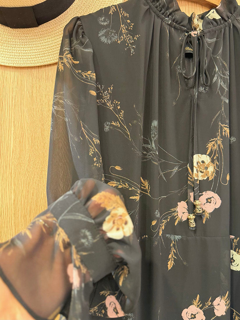 Lace Trim Floral Printed Tiered Dress (2 Colours)