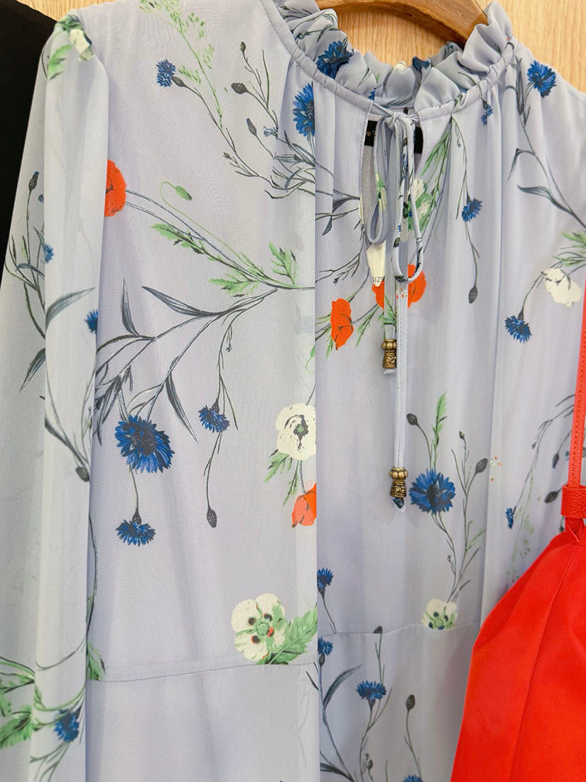 Lace Trim Floral Printed Tiered Dress (2 Colours)