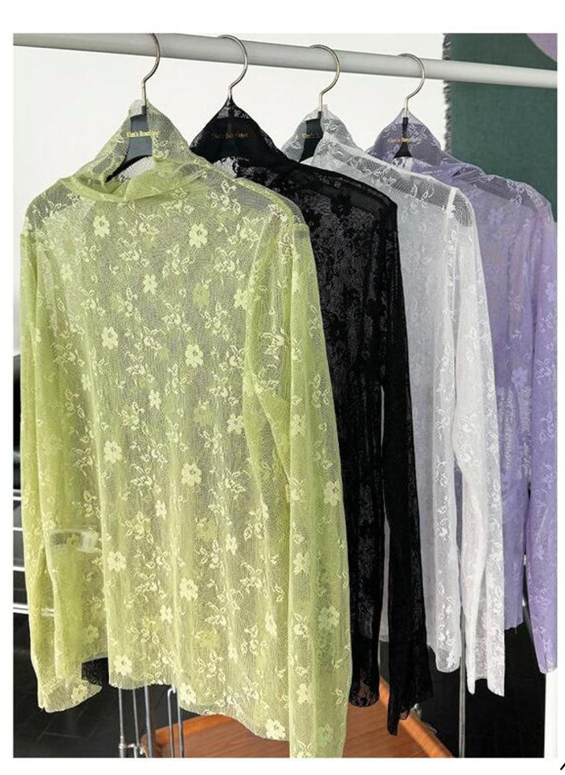 Floral On Stripe Lace Top (4 Colours)