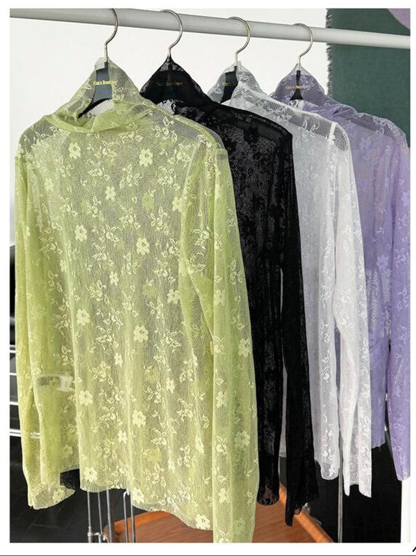 Floral On Stripe Lace Top (4 Colours)