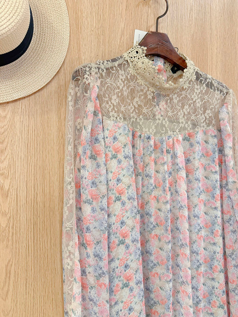 Lace Panel Floral Tiered Dress (2 Colours)