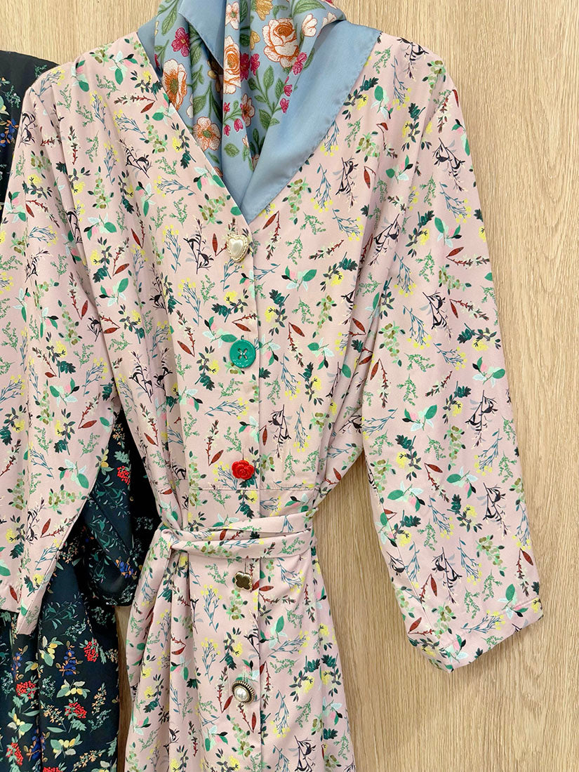 Tie Waist Floral Button Up Dress (2 Colours)