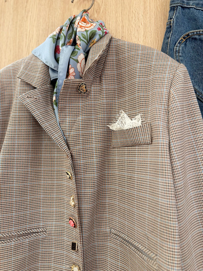 Fancy Buttony Check Blazer