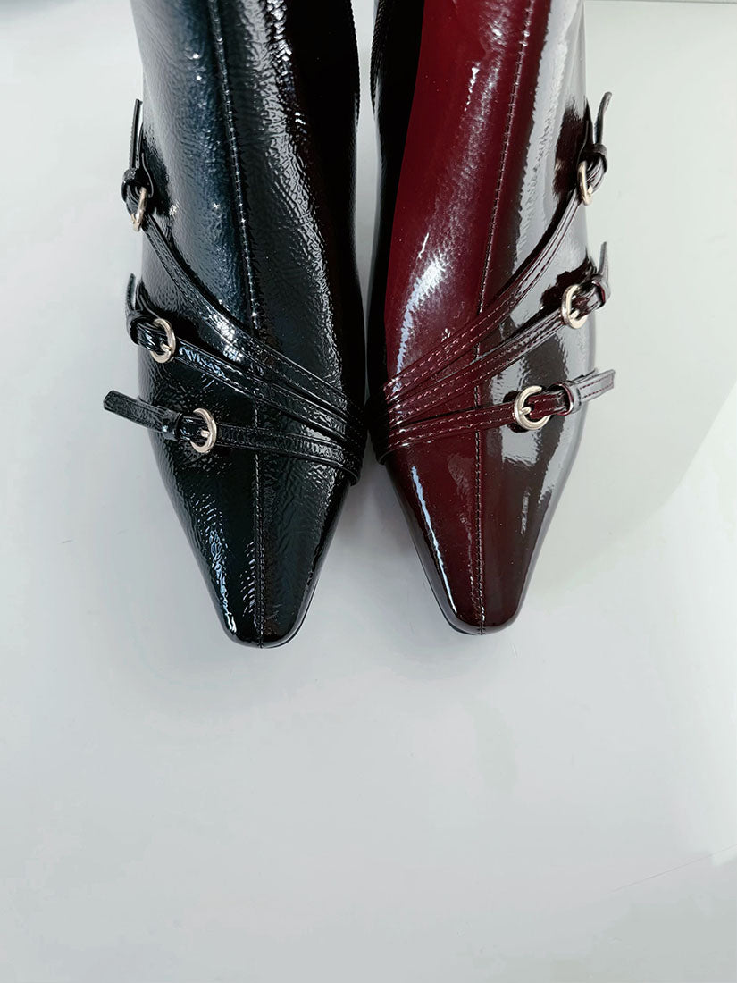 Gleam Buckle Stiletto Boots (2 Colours)