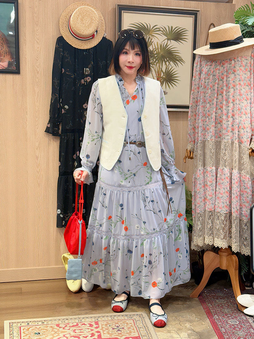 Blanket Stitch Edge Embroidered Vest Jacket (2 Colours)