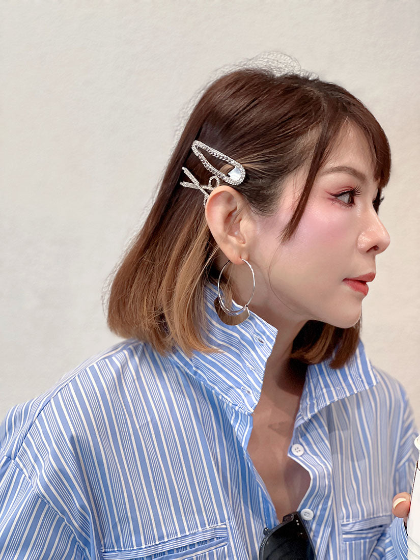 Bow Embroidered Mock Neck Striped Shirt