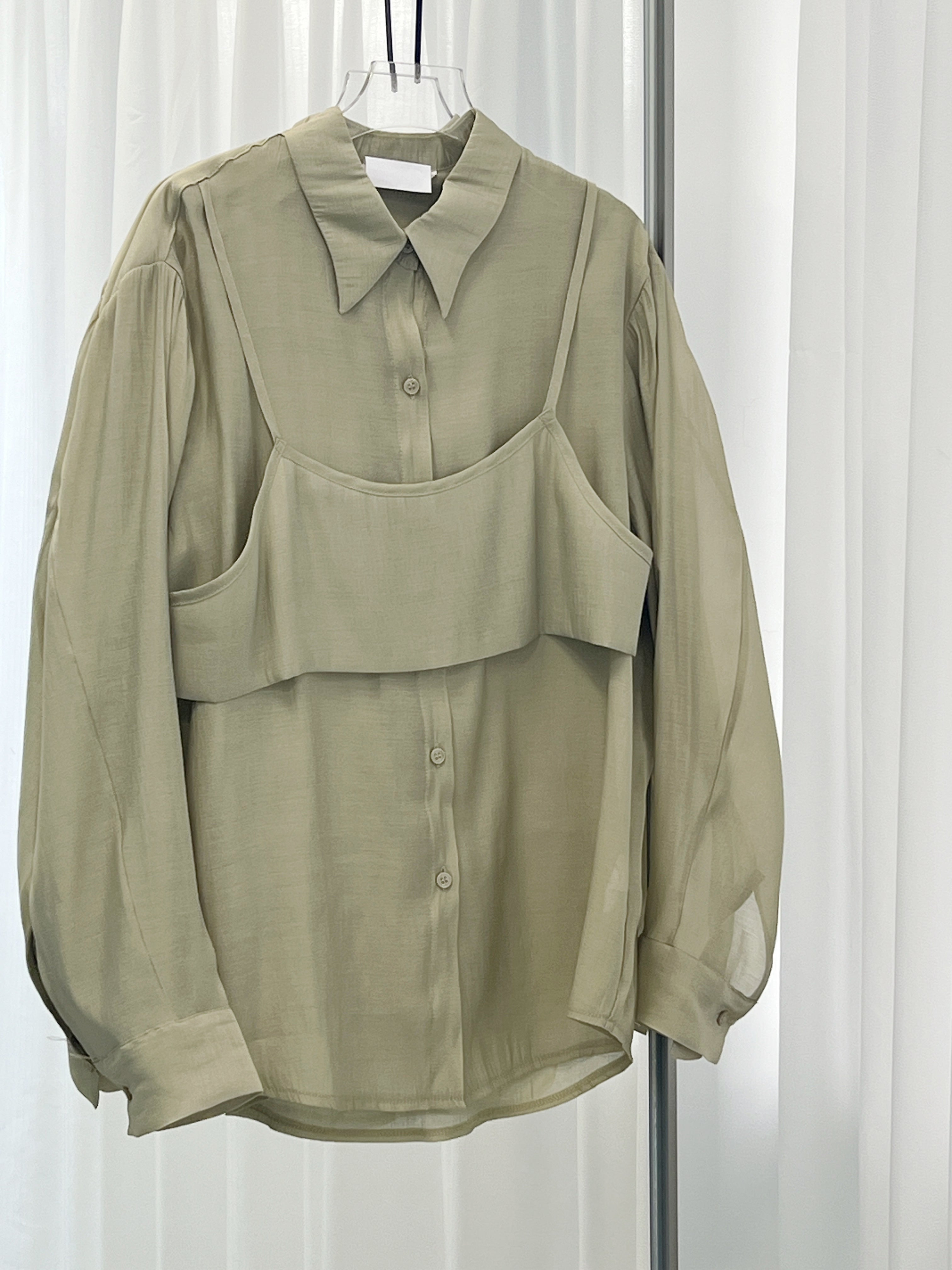Crop Camisole Layered Shirt