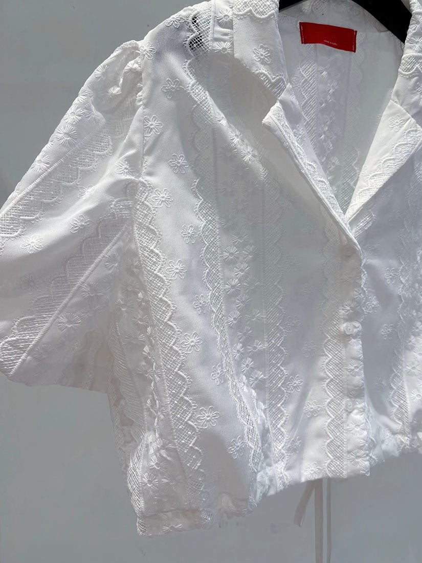 Drawstring Hem Embroidered Jacket