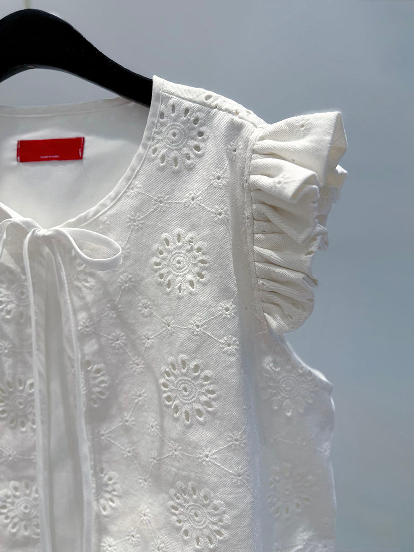 Floral Perforated Embroidered Vest