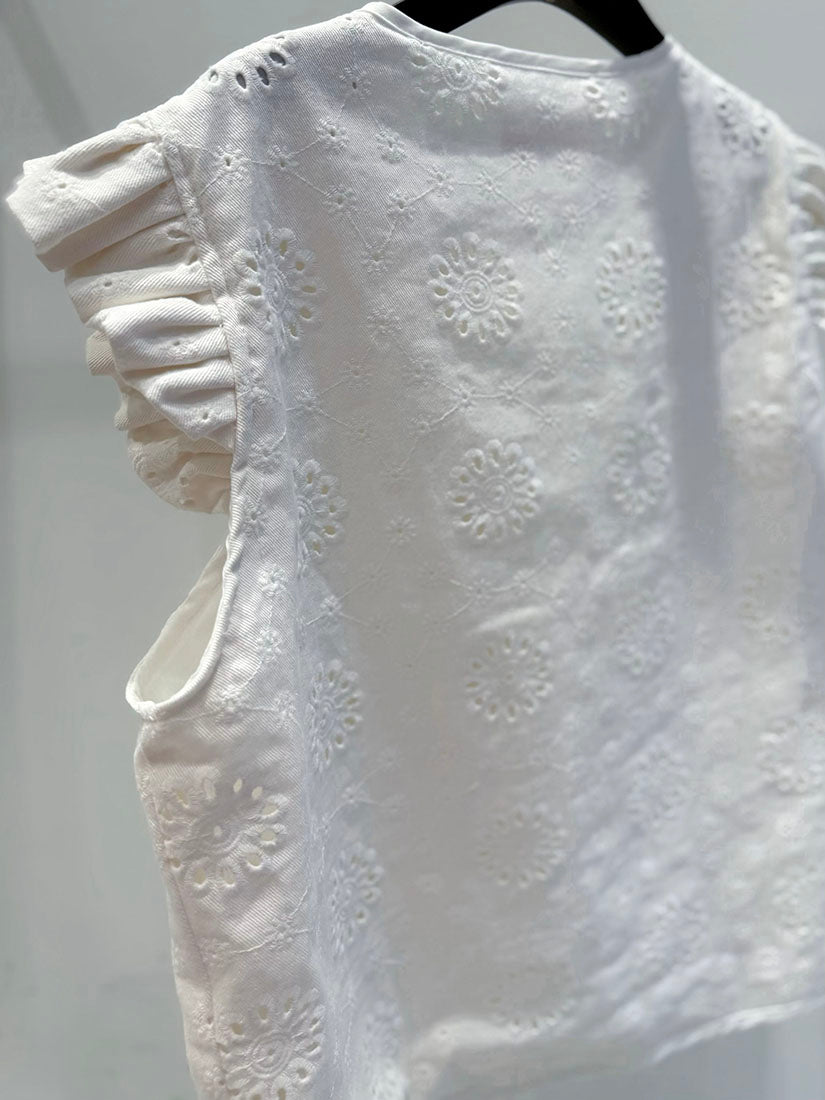 Floral Perforated Embroidered Vest