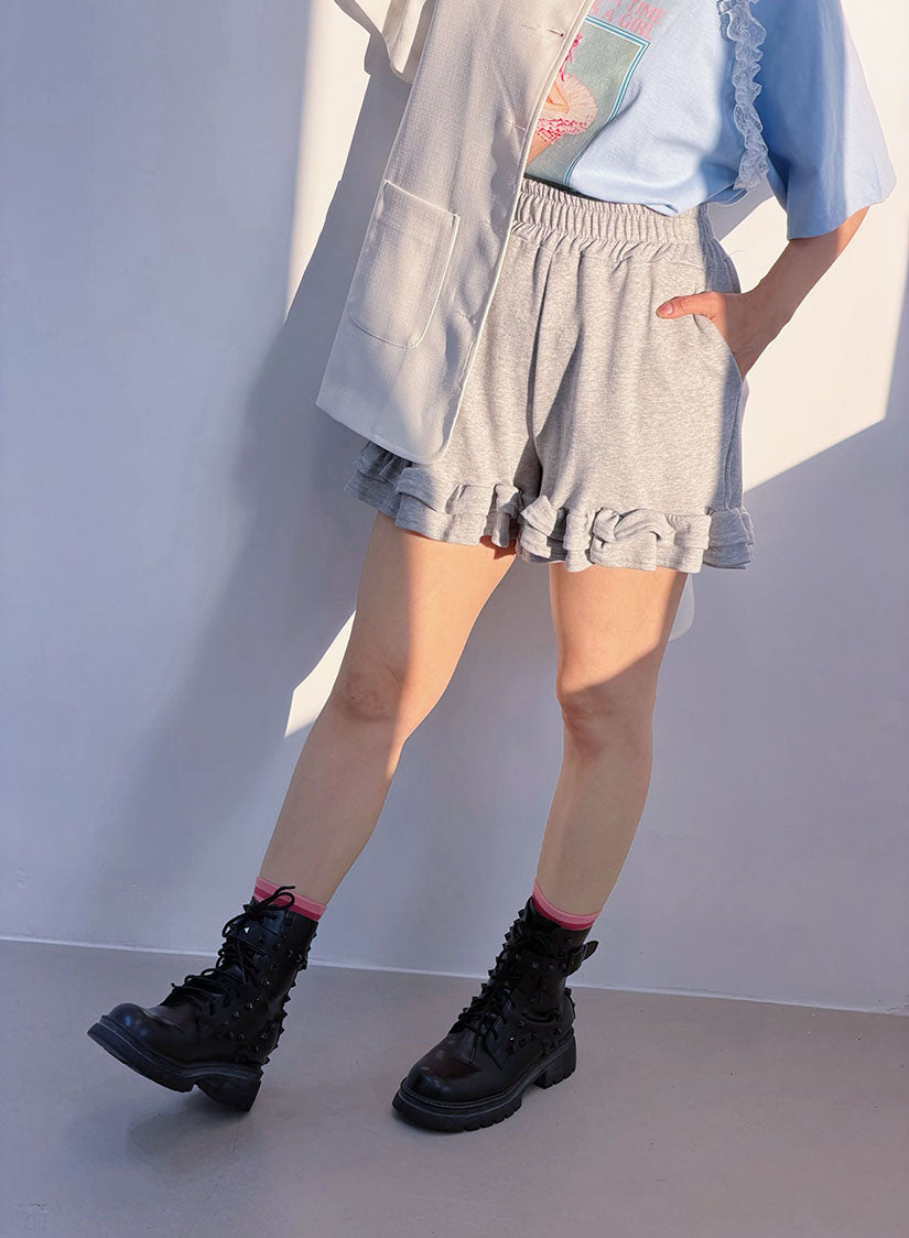 Ruffle Hem Mini Jogging Skort (3 Colours)