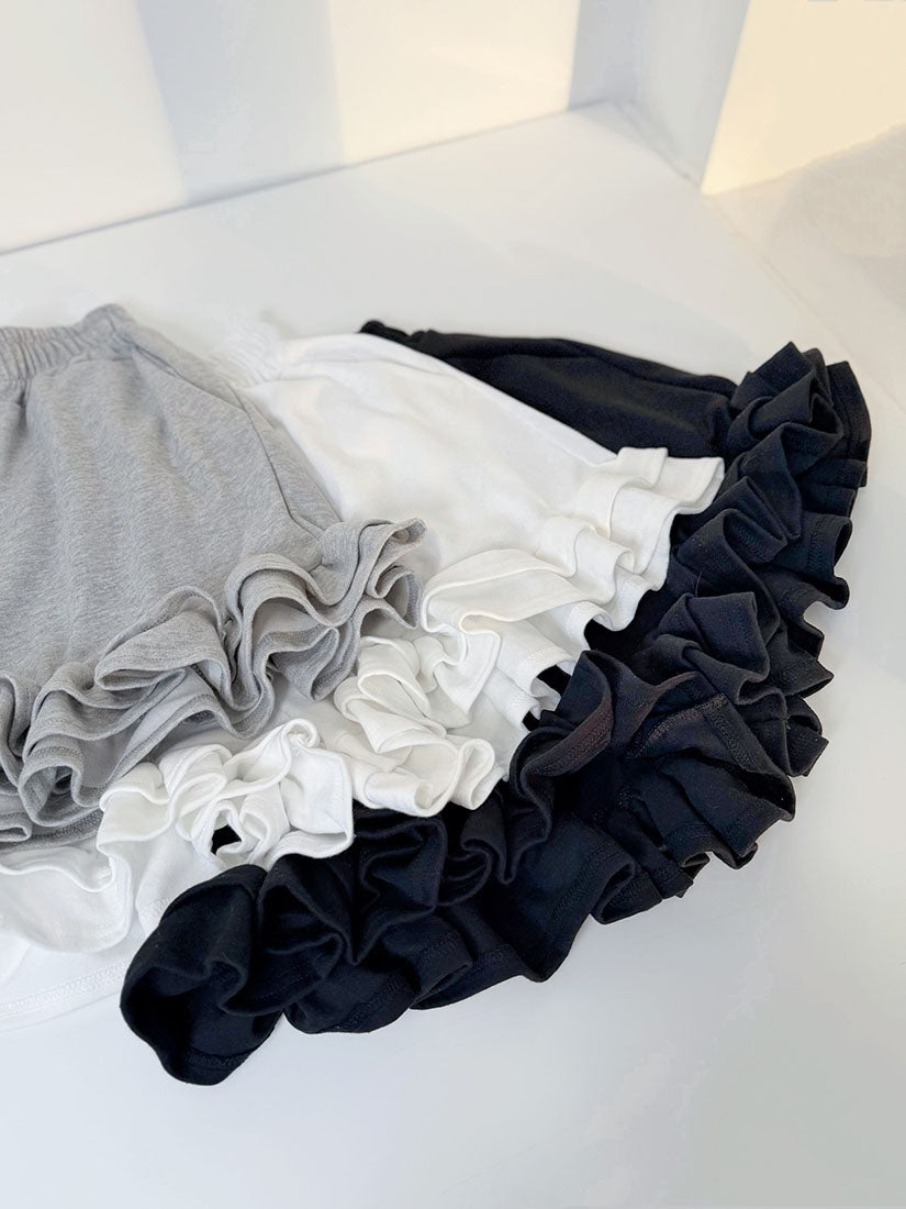 Ruffle Hem Mini Jogging Skort (3 Colours)