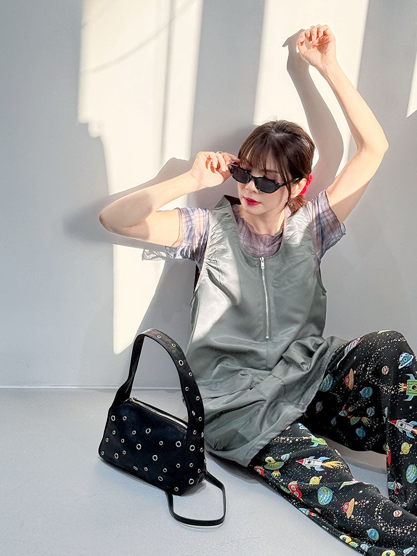 Space Print Pleated Wide Leg Pants (2 Colours)