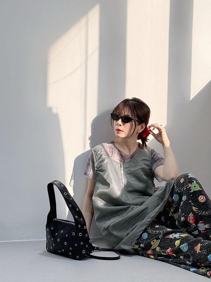 Space Print Pleated Wide Leg Pants (2 Colours)