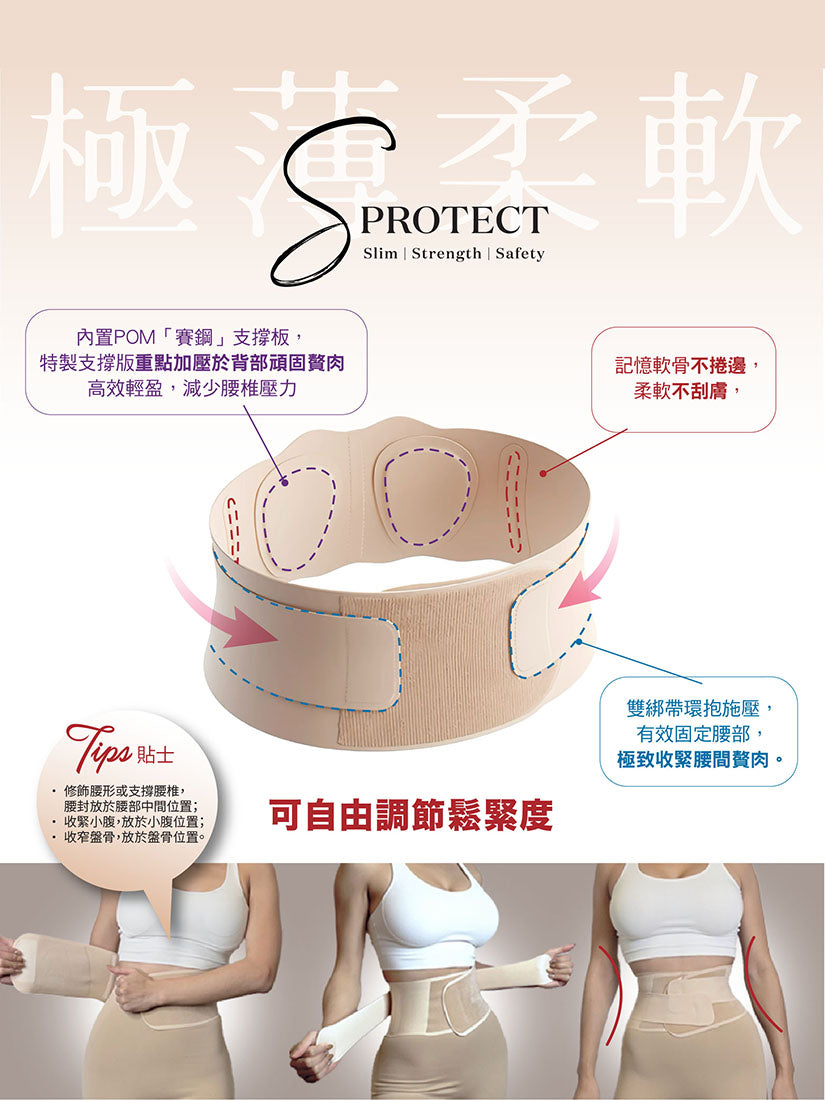 【男女合用】超薄 S-Protect 極致收腹護腰封