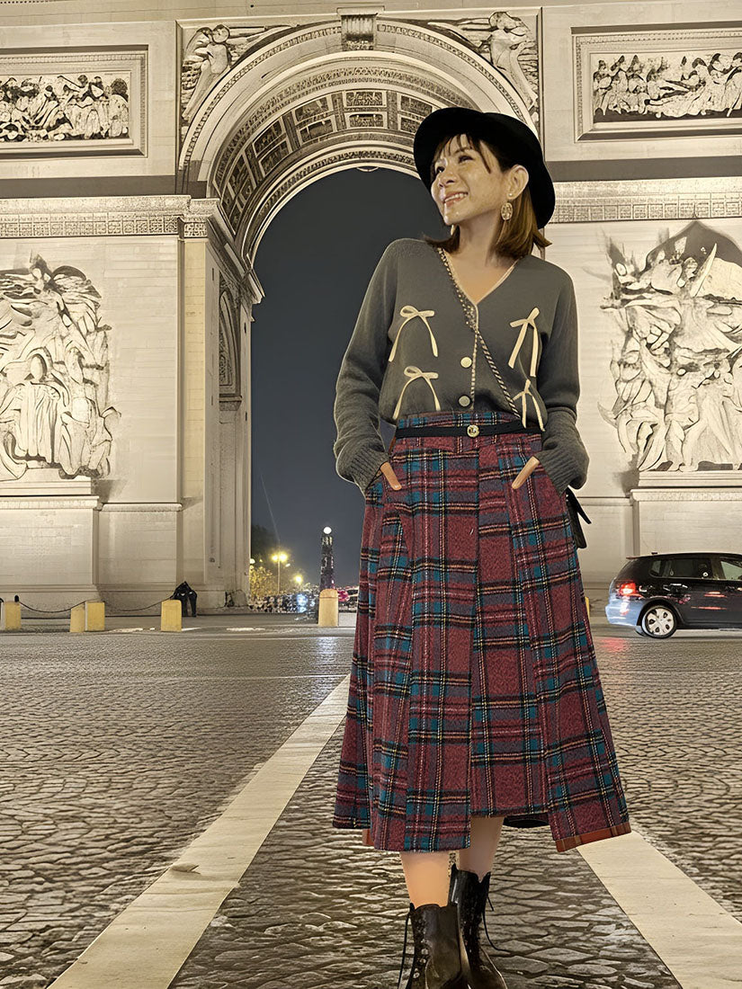 Asymmetric Cut Tartan Skirt (2 Colours)