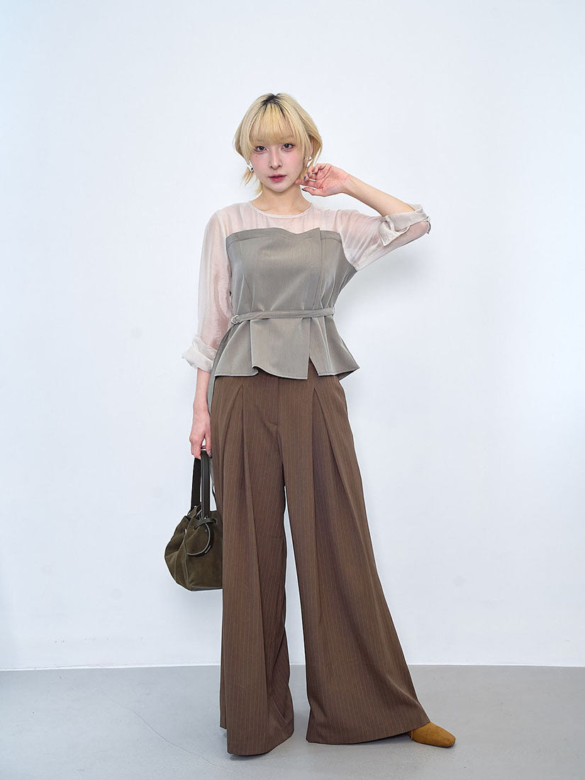 Sheer Top With Tube Top Waistcoat (2 Colours)