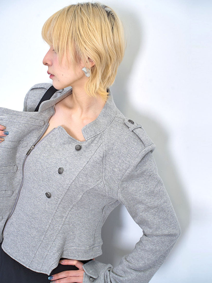 Military Double-Breasted Cropped Jacket (2 Colours)