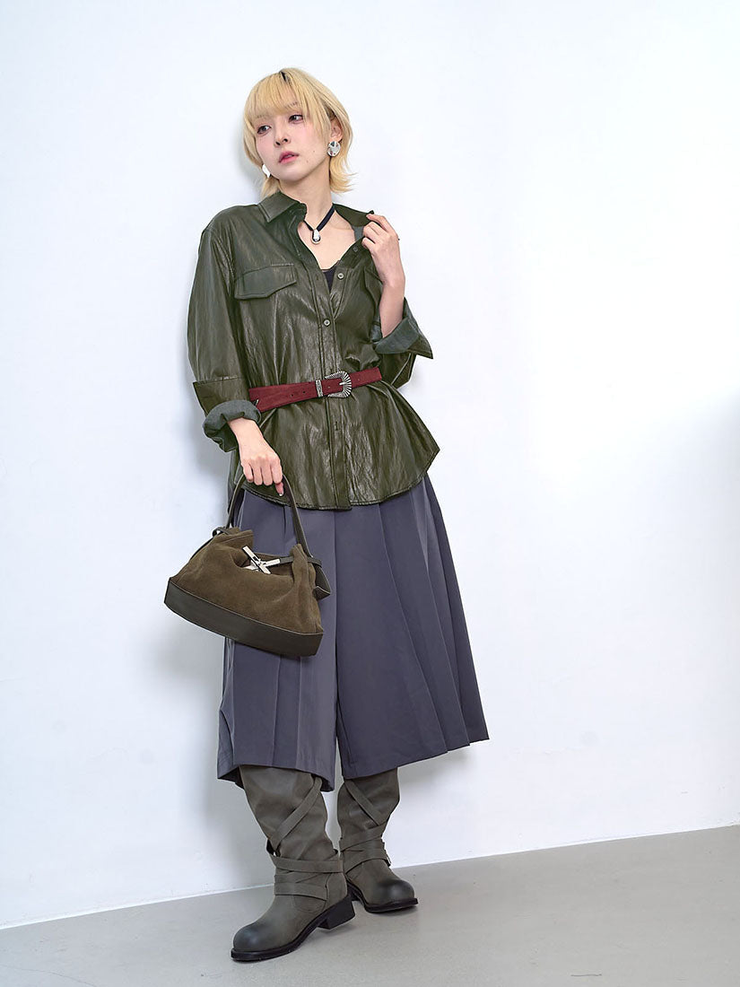 Criss-Cross Strapped Suede-Look Knee High Boots (2 Colours)