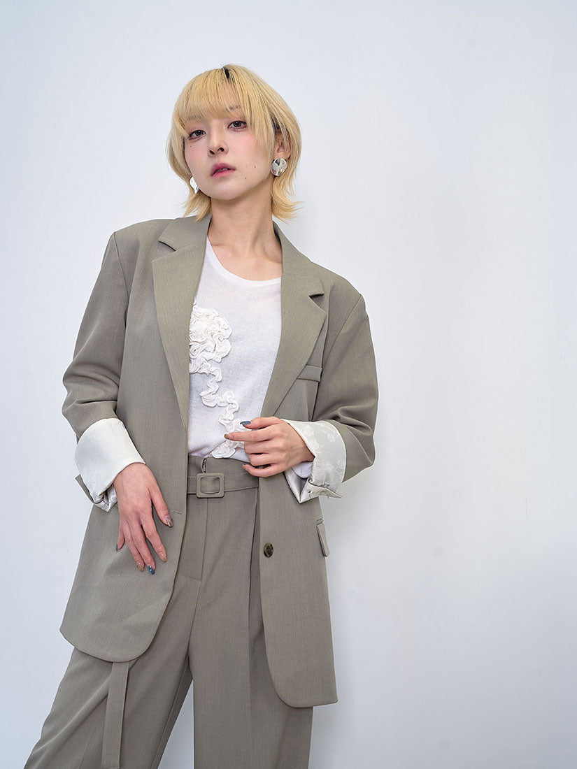 Belted Pleated Wide Leg Pants