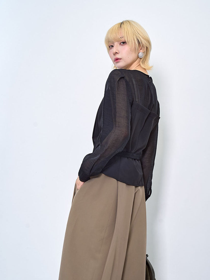 Sheer Top With Tube Top Waistcoat (2 Colours)