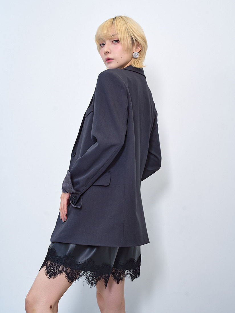 Lace Hem Leather Shorts (2 Colours)