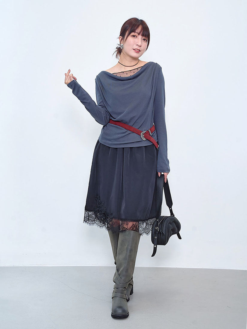 Layered Mesh Drape Neck Top (2 Colours)