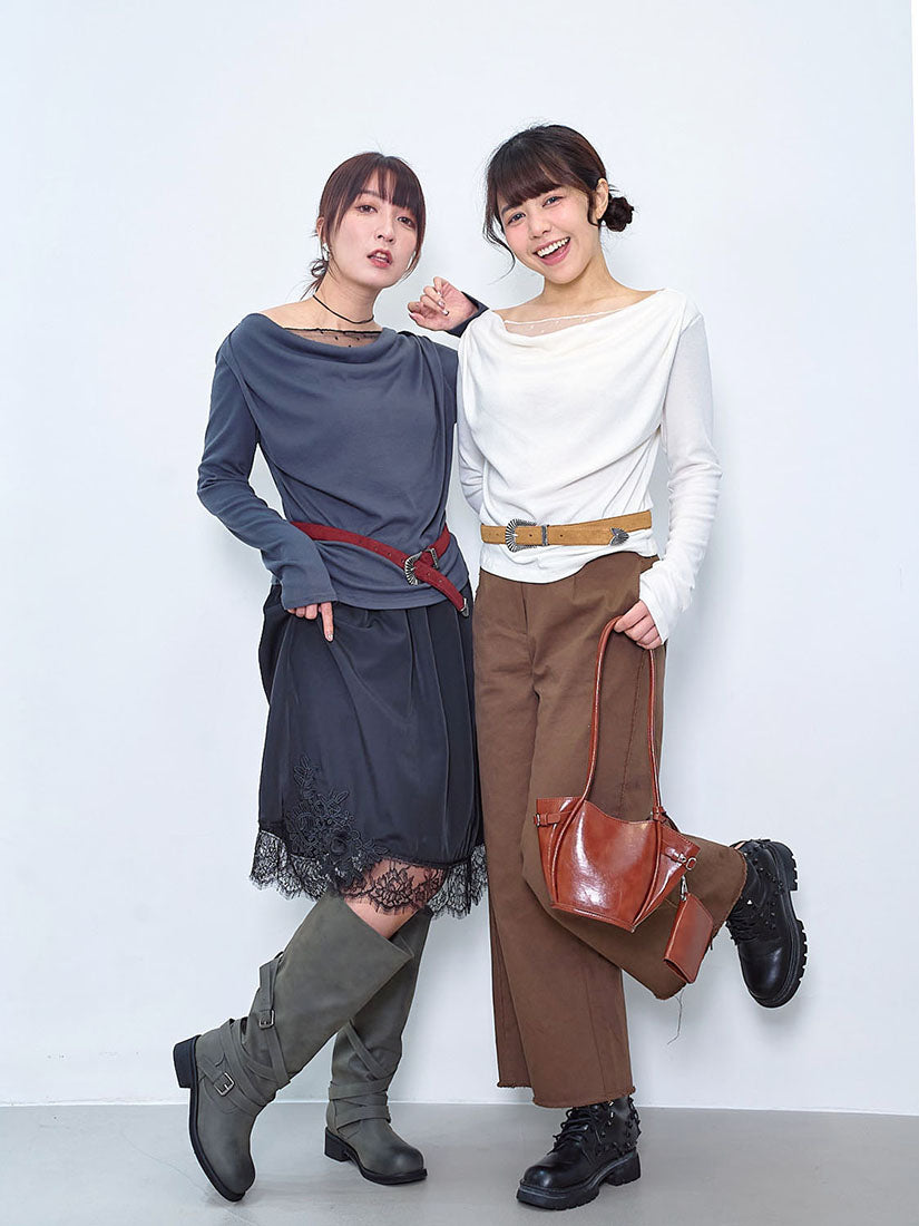 Layered Mesh Drape Neck Top (2 Colours)