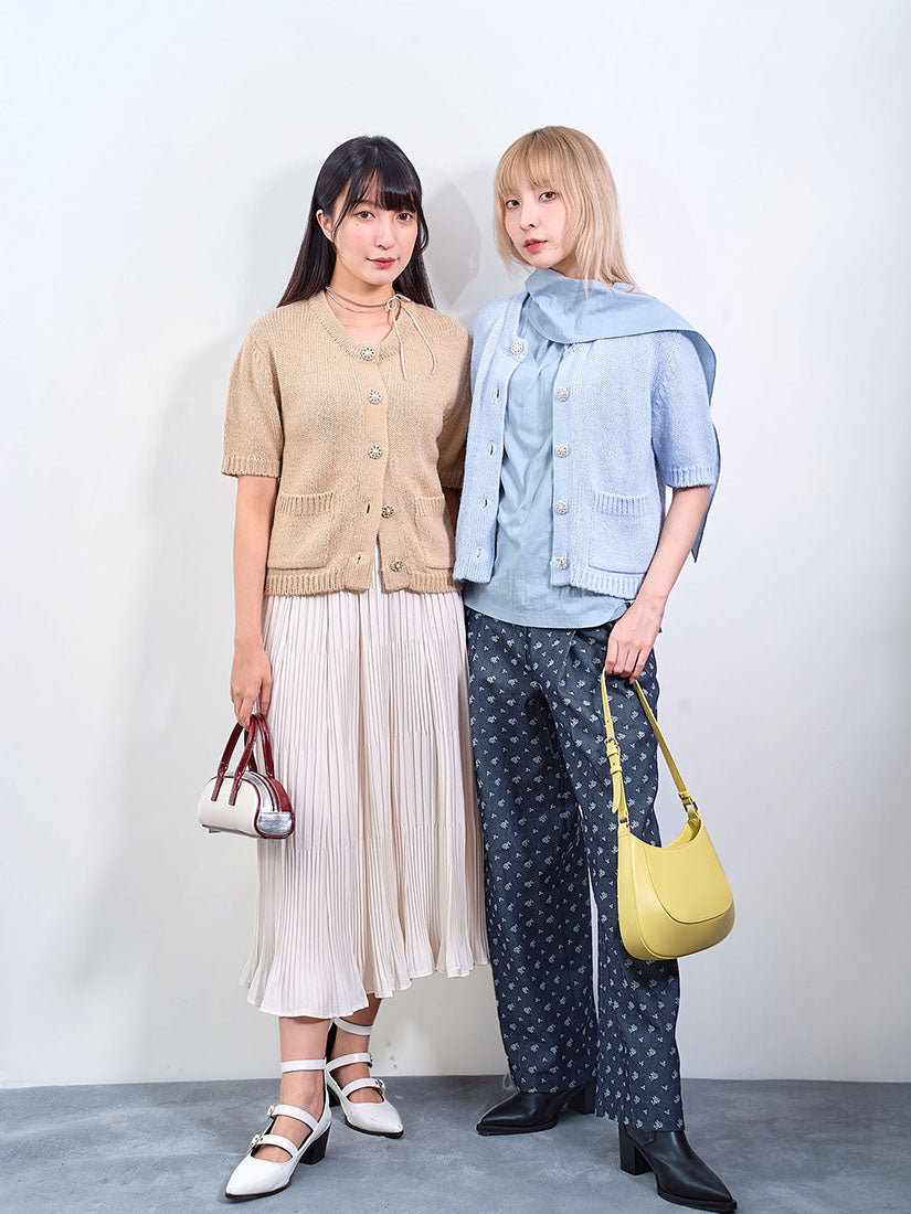 Pearl Button Short Sleeve Cardigan (2 Colours)