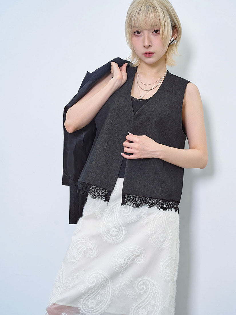 Lace Ham Vest With Jacket Set(2 Colours)