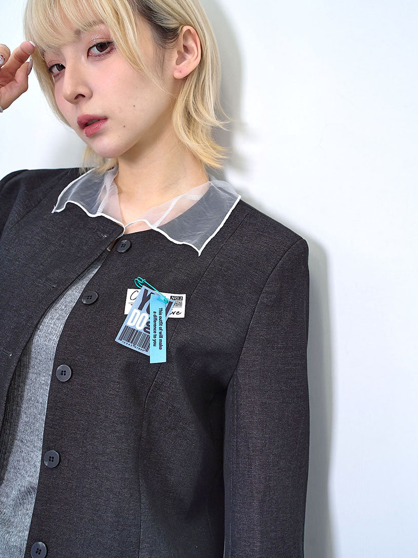 Straight Blazer With Brooch(2 Colours)