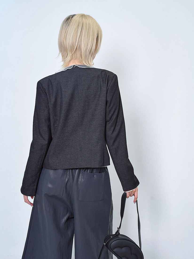 Straight Blazer With Brooch(2 Colours)