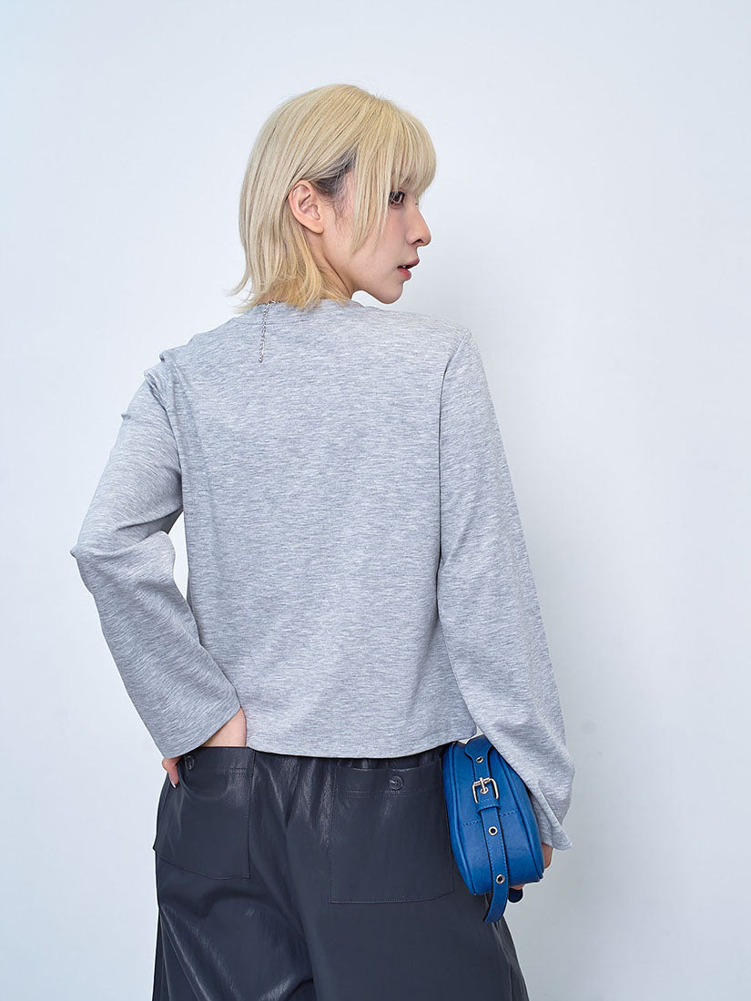 Pleated Panel Patch Long Sleeve Top (3 Colours)