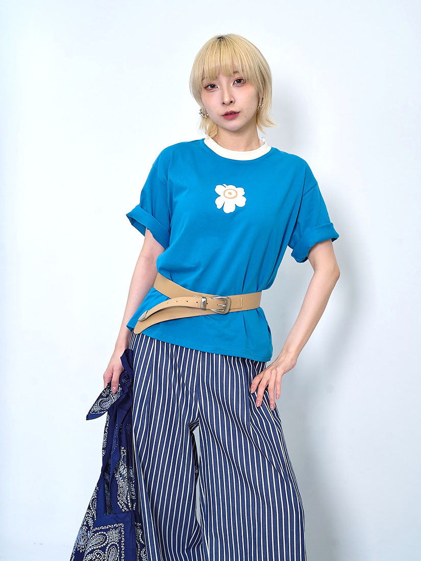 Contrast Neck Unikko Flower Printed Tee (3 Colours)