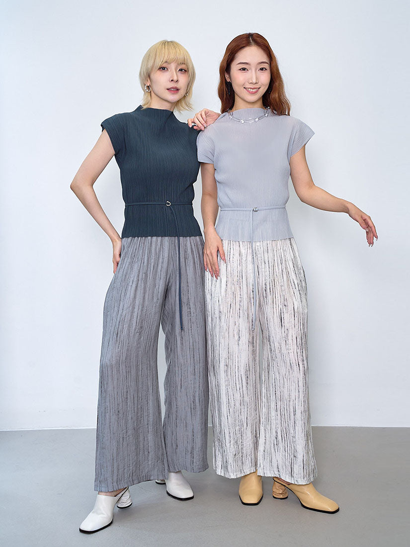 Wood Texture Printed Wide Leg Pants (2 Colours)