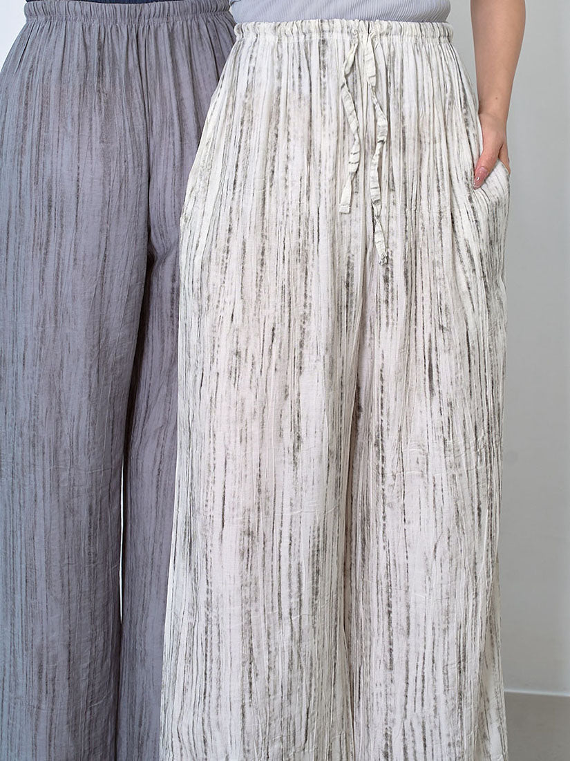 Wood Texture Printed Wide Leg Pants (2 Colours)