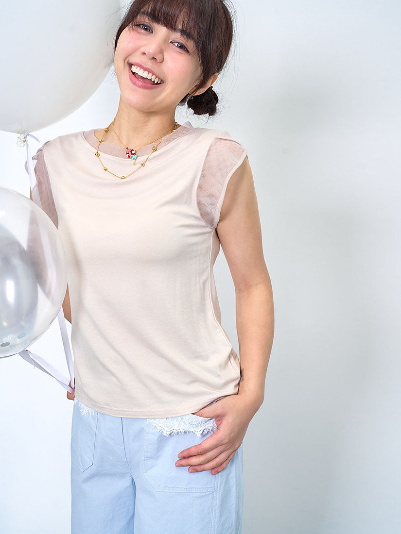 Mesh Trim Basic Top (3 Colours)