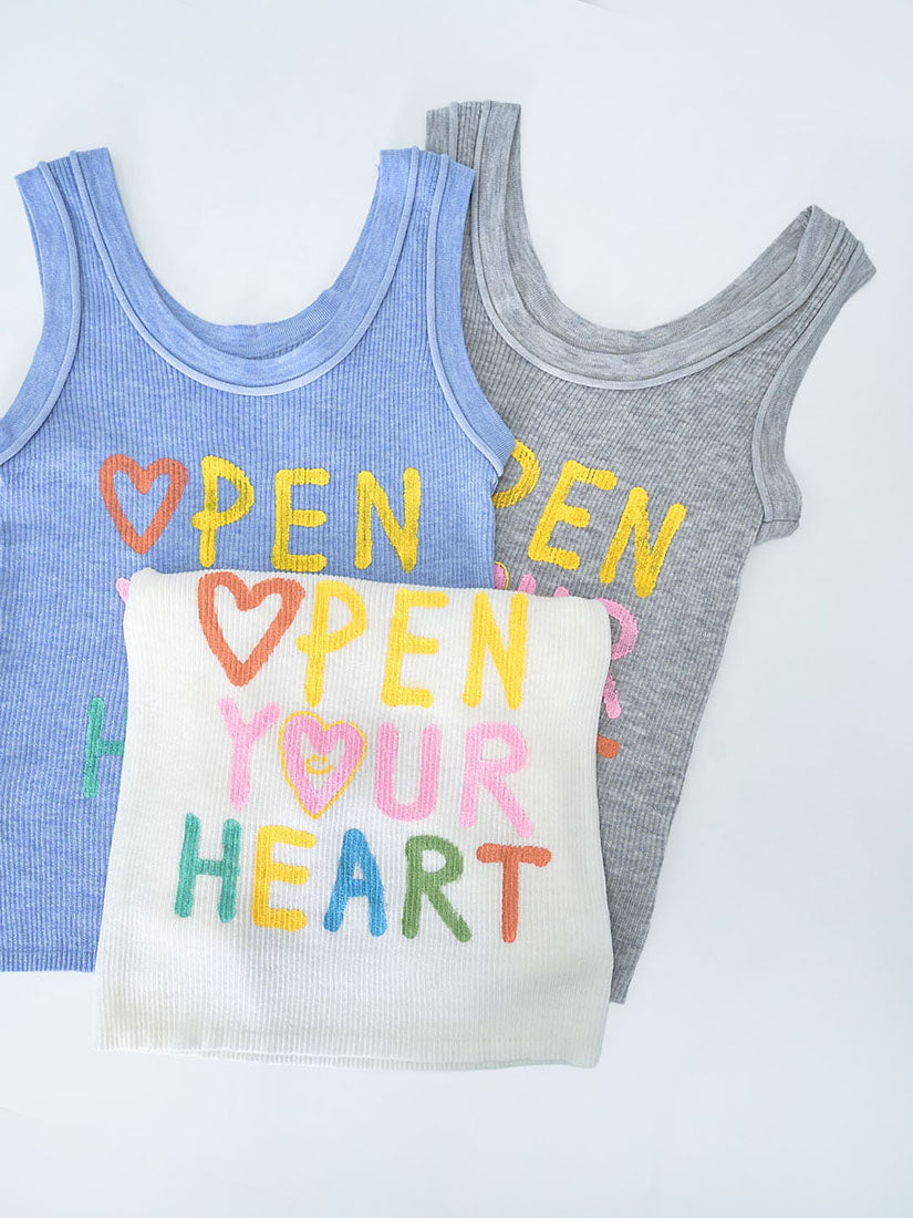 'Open Your Heart' Rib Tank Top (3 Colours)