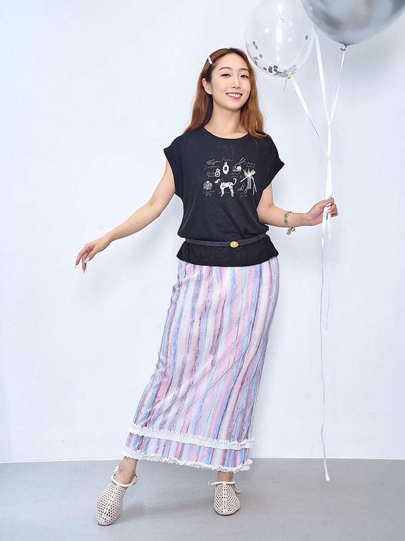 Glam Up Printed Fold Cuff Top (2 Colours)