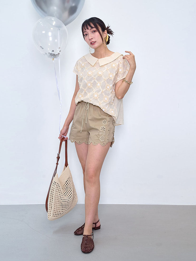 Floral Embroidered Shorts (2 Colours)