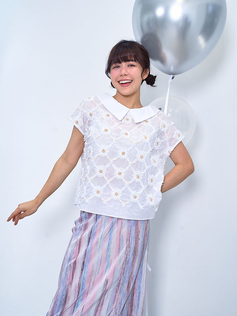 3D Floral Trellis Applique Top (2 Colours)