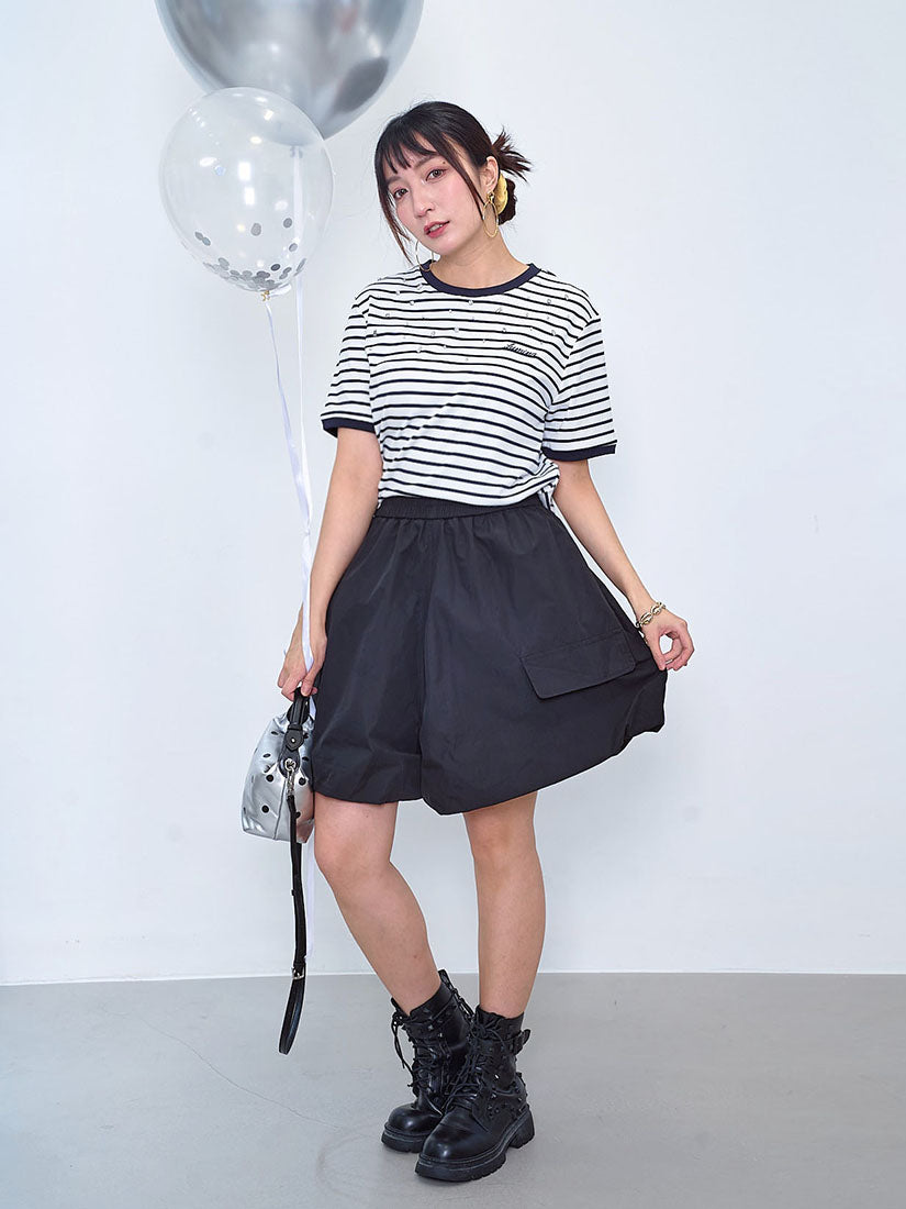Gemstone Embellishment Striped Tee (2 Colours)