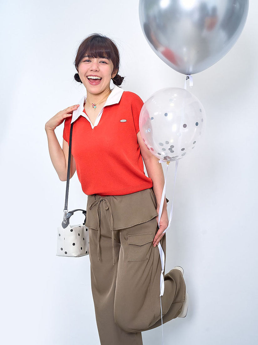 Contrast Collar Knit Top (2 Colours)