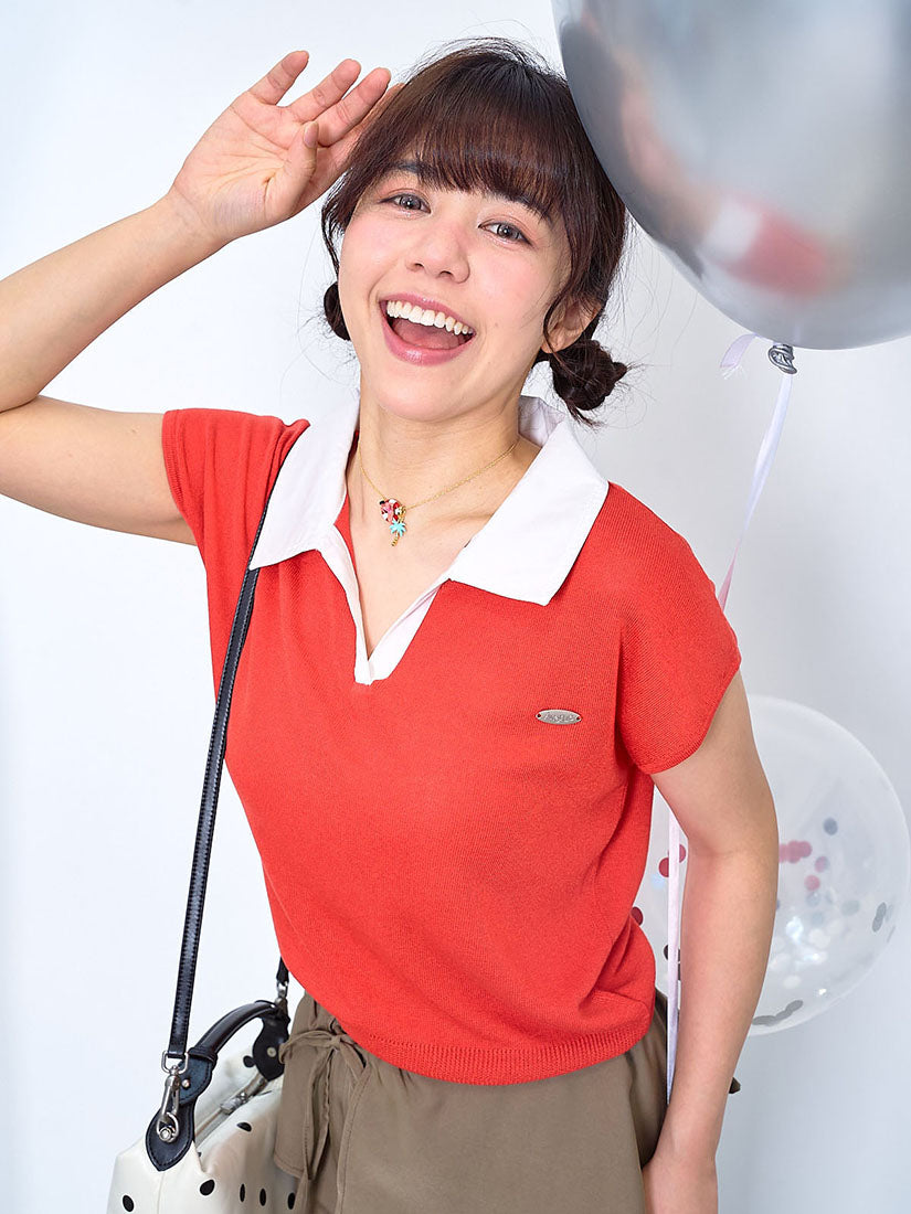 Contrast Collar Knit Top (2 Colours)